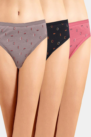 Buy Incare Low Rise Half Coverage Bikini Panty (Pack of 3) - Multicolor